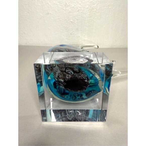 Handblown Murano? Glass Angel Fish Art Sculpture Bubbles Footed Plate 10” - Picture 8 of 8